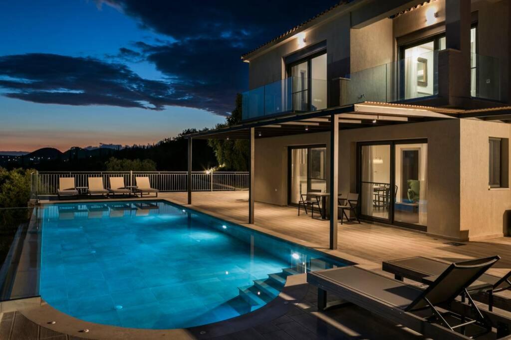 Color Villas-New Villa Green At Trapezaki With Private Pool Mousata Екстер'єр фото